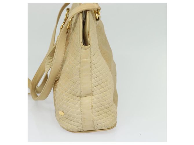 BALLY Borsa a Spalla in Pelle Tela Beige Auth bs23207 - vista 4