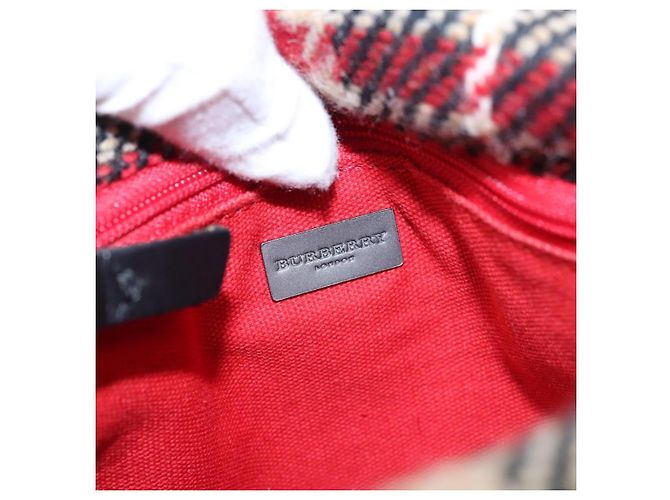 Borsa a mano in lana a quadri Nova Burberry rossa e nera Auth hk2273 Nero Rosso - vista 10