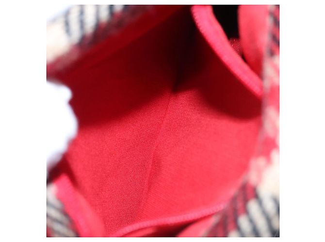 Borsa a mano in lana a quadri Nova Burberry rossa e nera Auth hk2273 Nero Rosso - vista 12