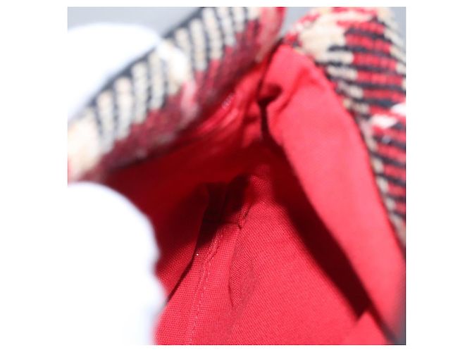 Borsa a mano in lana a quadri Nova Burberry rossa e nera Auth hk2273 Nero Rosso - vista 17