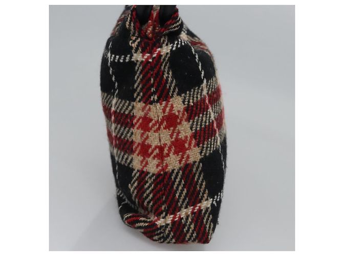 Borsa a mano in lana a quadri Nova Burberry rossa e nera Auth hk2273 Nero Rosso - vista 3