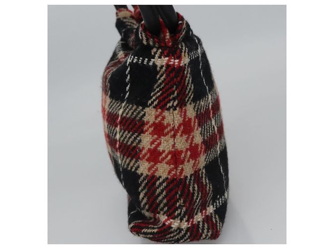 Borsa a mano in lana a quadri Nova Burberry rossa e nera Auth hk2273 Nero Rosso - vista 4
