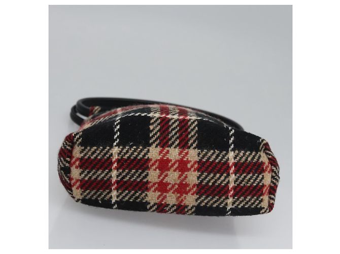 Borsa a mano in lana a quadri Nova Burberry rossa e nera Auth hk2273 Nero Rosso - vista 5