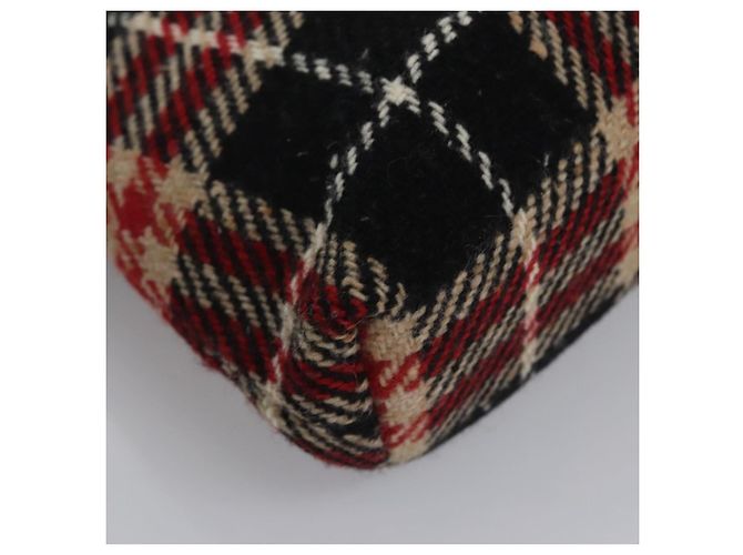 Borsa a mano in lana a quadri Nova Burberry rossa e nera Auth hk2273 Nero Rosso - vista 9