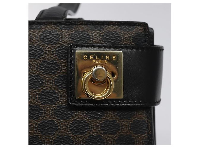 Céline Borsa a spalla in tela Macadam CELINE in pelle PVC nera e dorata Auth MY004 Nero D'oro - vista 17