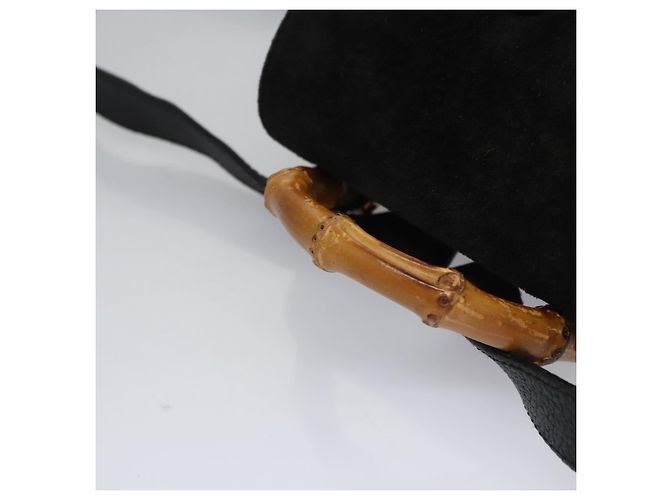 Bamboo Zaino GUCCI in pelle scamosciata nera e oro 003 1705 0030 Auth nb031 Nero D'oro - vista 14