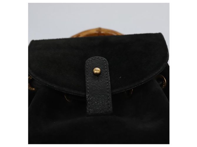 Bamboo Zaino GUCCI in pelle scamosciata nera e oro 003 1705 0030 Auth nb031 Nero D'oro - vista 24