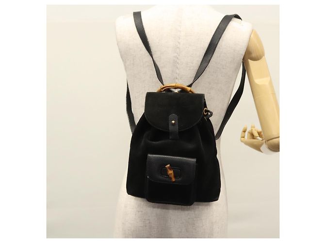 Bamboo Zaino GUCCI in pelle scamosciata nera e oro 003 1705 0030 Auth nb031 Nero D'oro - vista 32