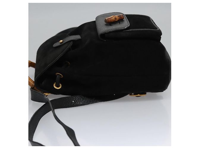 Bamboo Zaino GUCCI in pelle scamosciata nera e oro 003 1705 0030 Auth nb031 Nero D'oro - vista 4