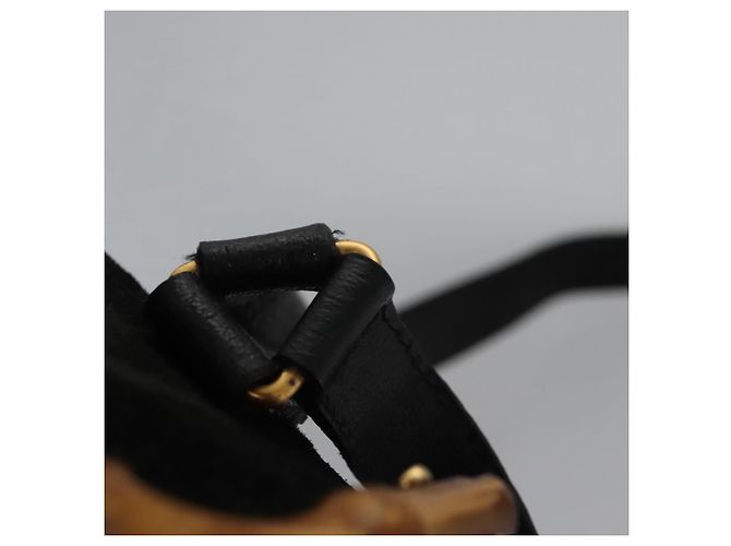 Bamboo Zaino GUCCI in pelle scamosciata nera e oro 003 1705 0030 Auth nb031 Nero D'oro - vista 8