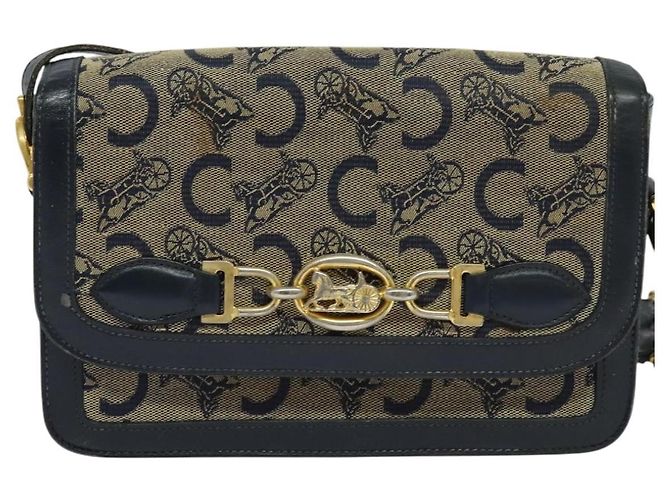 Céline Borsa a spalla Celine C Sulky in tela blu navy Auth EC321 - vista 13