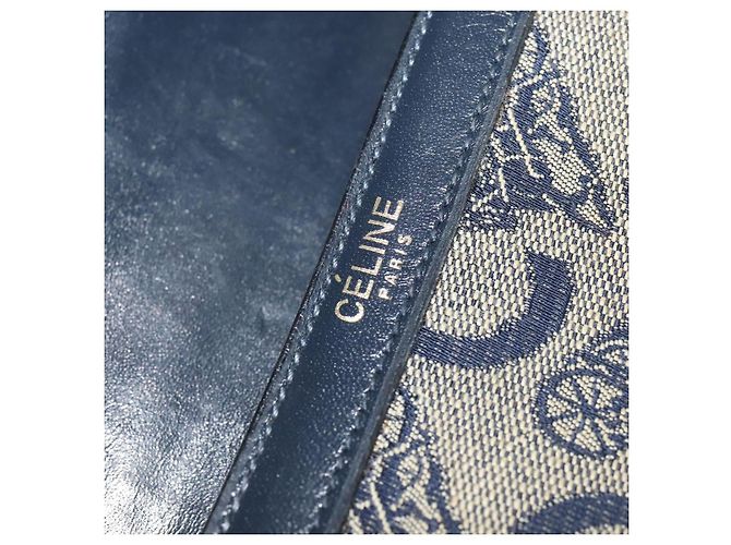 Céline Borsa a spalla Celine C Sulky in tela blu navy Auth EC321 - vista 19