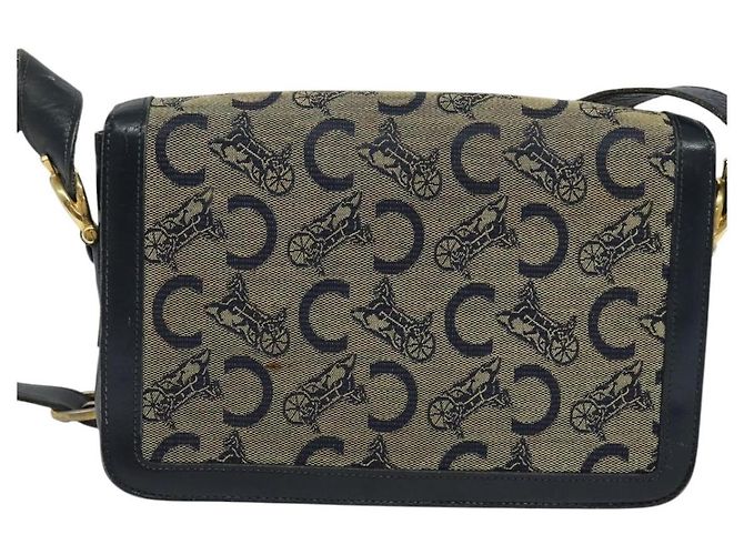 Céline Borsa a spalla Celine C Sulky in tela blu navy Auth EC321 - vista 2