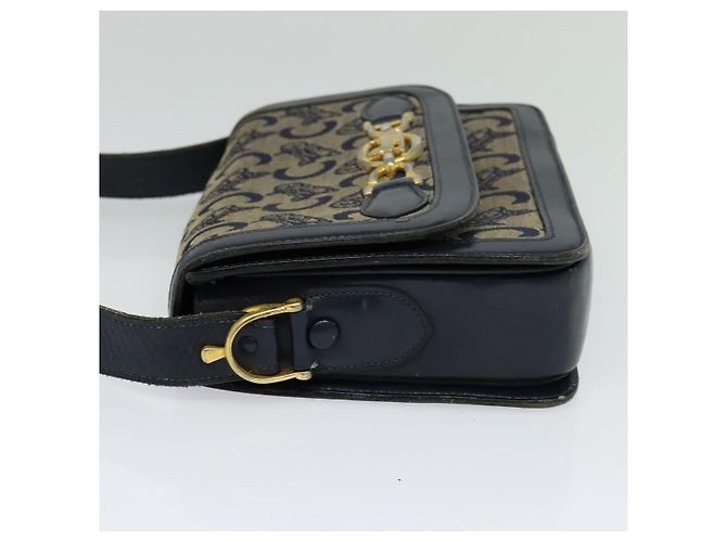 Céline Borsa a spalla Celine C Sulky in tela blu navy Auth EC321 - vista 3