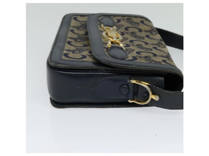 Céline Borsa a spalla Celine C Sulky in tela blu navy Auth EC321 - vista 4