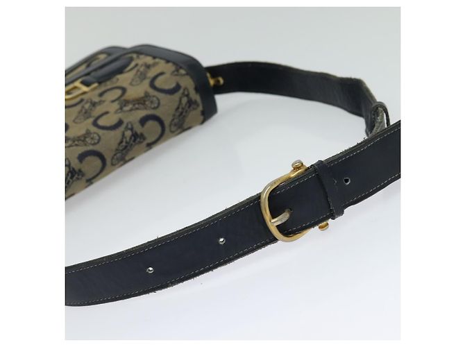 Céline Borsa a spalla Celine C Sulky in tela blu navy Auth EC321 - vista 7