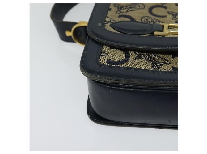 Céline Borsa a spalla Celine C Sulky in tela blu navy Auth EC321 - vista 8