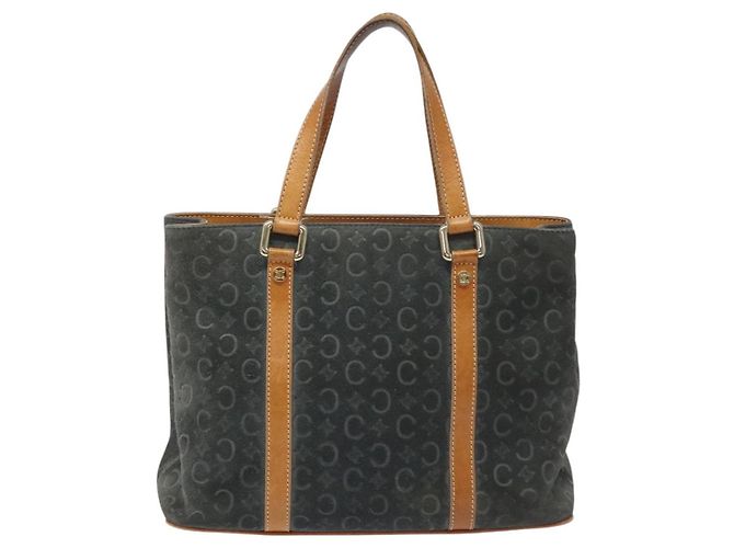 Céline Borsa a mano in tela Macadam CELINE C in suede grigio e oro Auth mr1055 Marrone D'oro - vista 13