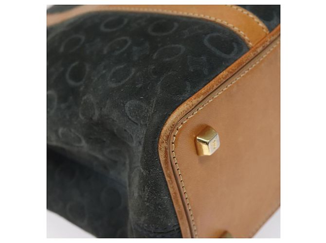 Céline Borsa a mano in tela Macadam CELINE C in suede grigio e oro Auth mr1055 Marrone D'oro - vista 14