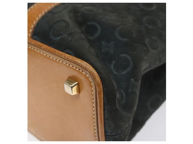 Céline Borsa a mano in tela Macadam CELINE C in suede grigio e oro Auth mr1055 Marrone D'oro - vista 15