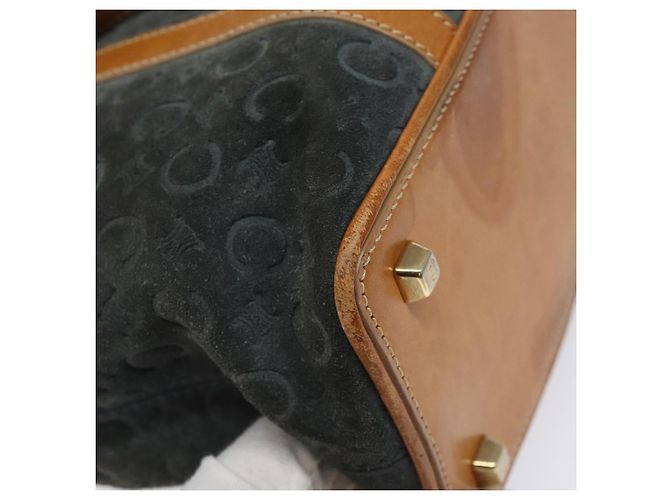 Céline Borsa a mano in tela Macadam CELINE C in suede grigio e oro Auth mr1055 Marrone D'oro - vista 16