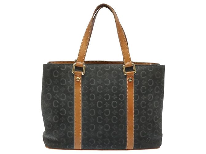 Céline Borsa a mano in tela Macadam CELINE C in suede grigio e oro Auth mr1055 Marrone D'oro - vista 2