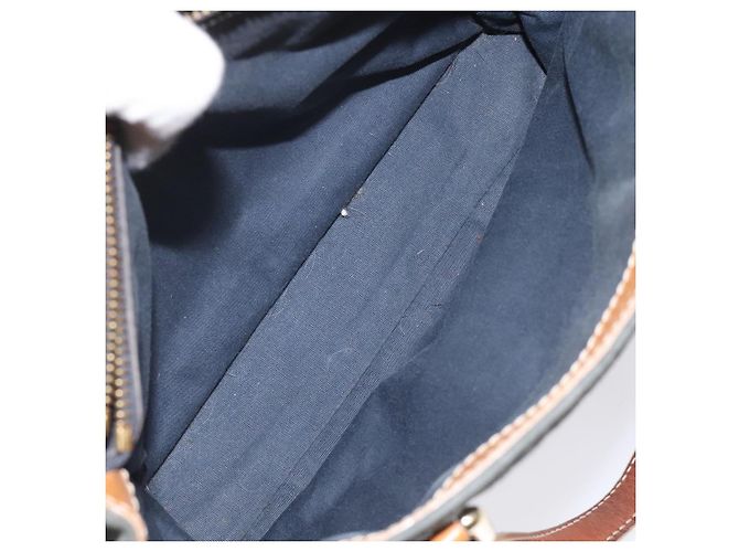 Céline Borsa a mano in tela Macadam CELINE C in suede grigio e oro Auth mr1055 Marrone D'oro - vista 21