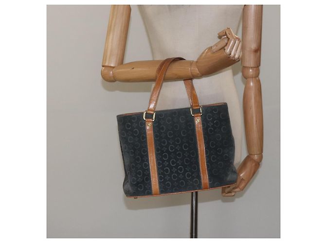 Céline Borsa a mano in tela Macadam CELINE C in suede grigio e oro Auth mr1055 Marrone D'oro - vista 22