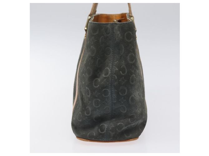 Céline Borsa a mano in tela Macadam CELINE C in suede grigio e oro Auth mr1055 Marrone D'oro - vista 3