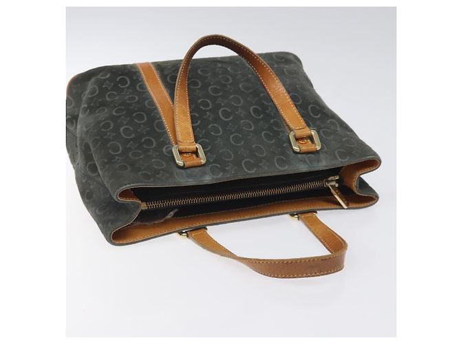 Céline Borsa a mano in tela Macadam CELINE C in suede grigio e oro Auth mr1055 Marrone D'oro - vista 6