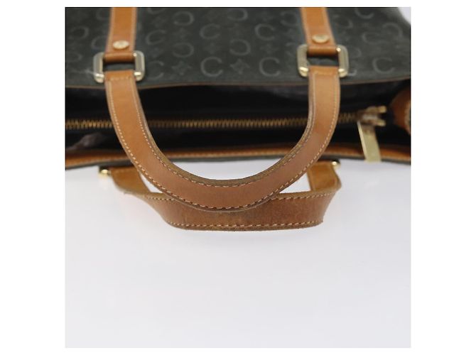 Céline Borsa a mano in tela Macadam CELINE C in suede grigio e oro Auth mr1055 Marrone D'oro - vista 7