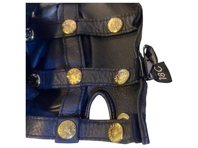 Seltene Chanel 18C Paris-Griechenland Laufsteg schwarze Leder-Fingerhandschuhe Größe 7 - Ansicht 11