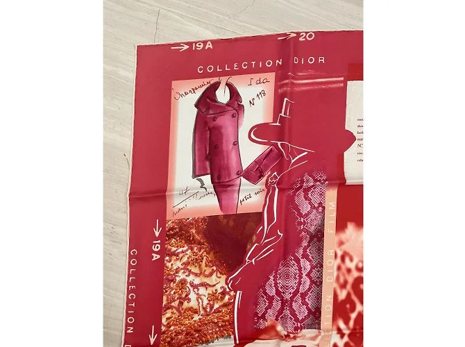 Foulard Dior in seta bianco e rosso 85x85 cm - vista 5