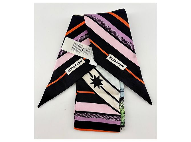 Foulard Choker Burberry in Seta Multicolore - vista 4