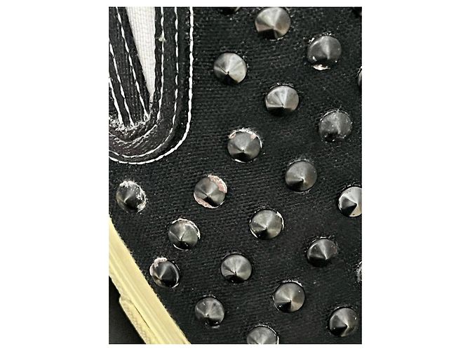 Ballerine Saint Laurent con borchie in tela e pelle nero bianco - vista 7