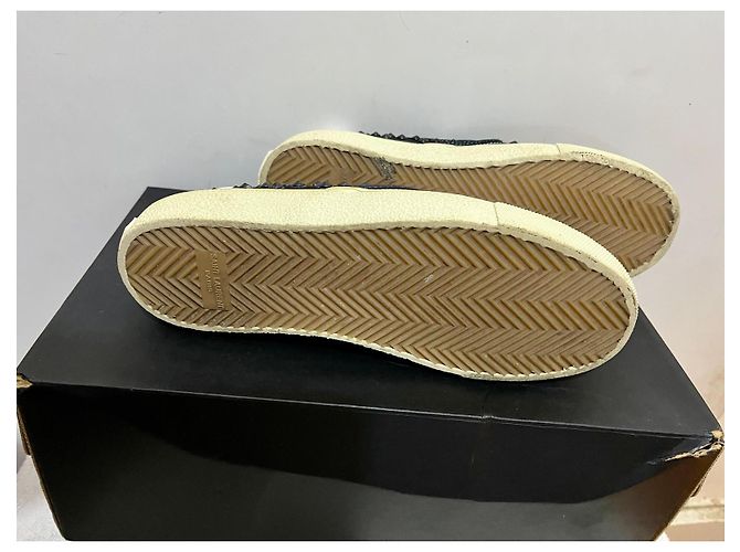 Ballerine Saint Laurent con borchie in tela e pelle nero bianco - vista 9