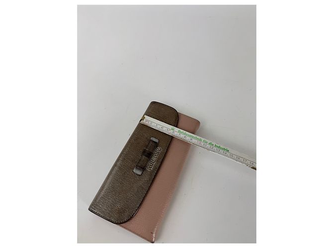 Vintage Miu Miu Leather Wallet Beige Silver Pink - view 3