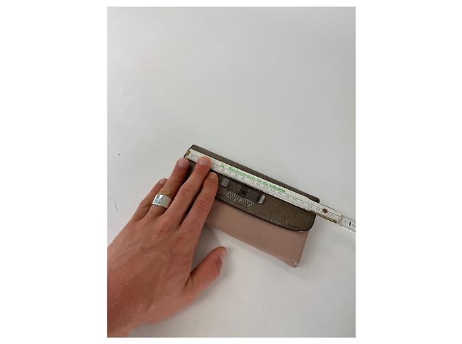 Vintage Miu Miu Leather Wallet Beige Silver Pink - view 4