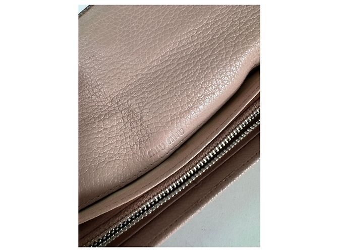 Vintage Miu Miu Leather Wallet Beige Silver Pink - view 5