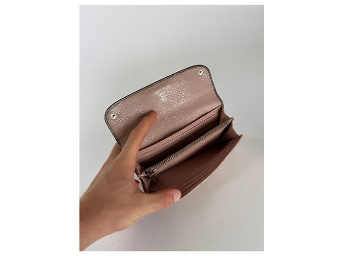 Vintage Miu Miu Leather Wallet Beige Silver Pink - view 6