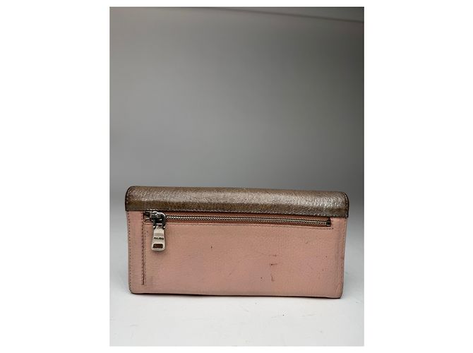 Vintage Miu Miu Leather Wallet Beige Silver Pink - view 8