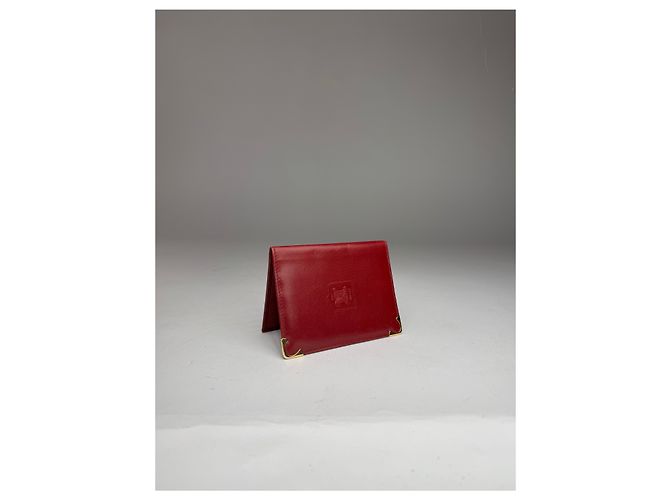 Céline Vintage Celine Paris Leather Card Holder Dark Red - view 10