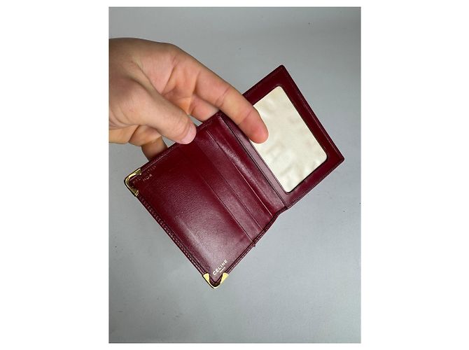 Céline Vintage Celine Paris Leather Card Holder Dark Red - view 4