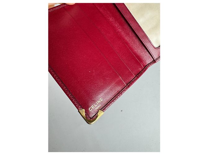 Céline Vintage Celine Paris Leather Card Holder Dark Red - view 5