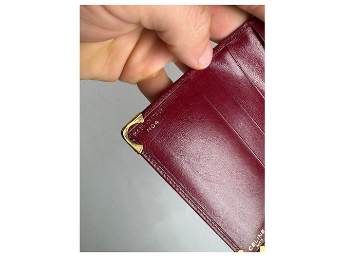 Céline Vintage Celine Paris Leather Card Holder Dark Red - view 6