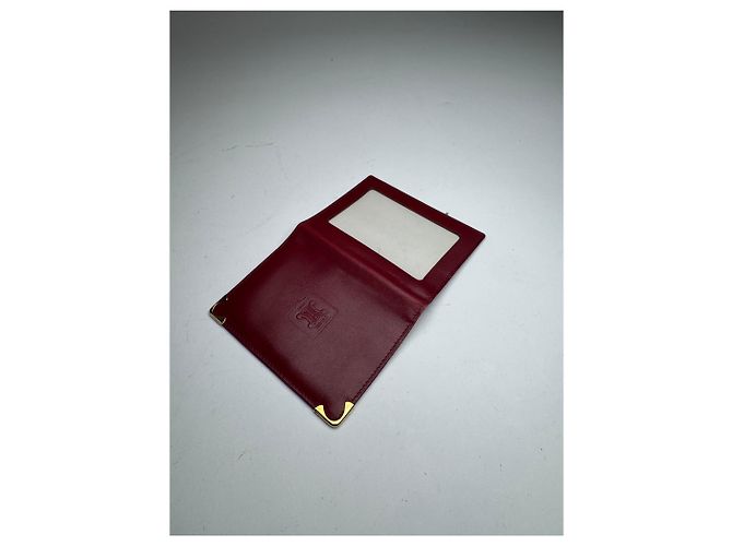 Céline Vintage Celine Paris Leather Card Holder Dark Red - view 7