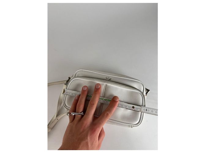 Vintage Courreges Paris Leder Umhängetasche Weiß - Ansicht 10
