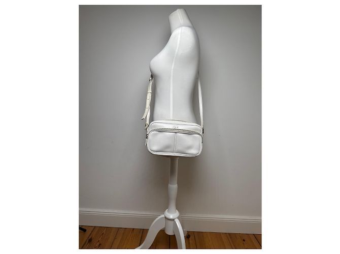 Vintage Courreges Paris Leder Umhängetasche Weiß - Ansicht 13