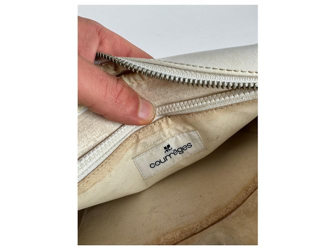 Vintage Courreges Paris Leder Umhängetasche Weiß - Ansicht 15