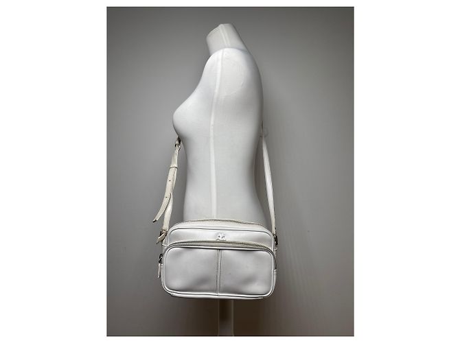 Vintage Courreges Paris Leder Umhängetasche Weiß - Ansicht 4